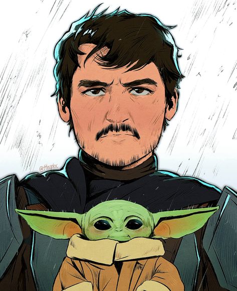 Star Wars Drawings, Star Wars Wallpaper, Star Wars Fan Art, Pinturas Disney, Pedro Pascal, Star Wars Universe, Disney Star Wars, Disney Fan Art, Star Wars Art