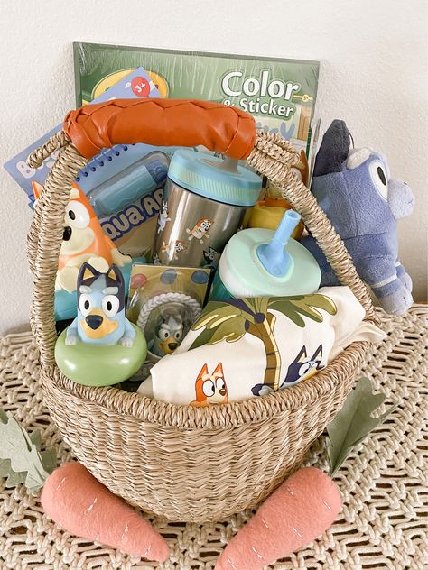 Easter For Toddlers Basket Ideas, Things To Put In Easter Baskets, Amazon Easter Basket Ideas, Easter Toddler Basket, Bluey Easter Basket, Easter Gift Baskets For Kids, Easter Basket For Toddler Girl, Bluey Gift Ideas, Bluey Easter Basket Ideas