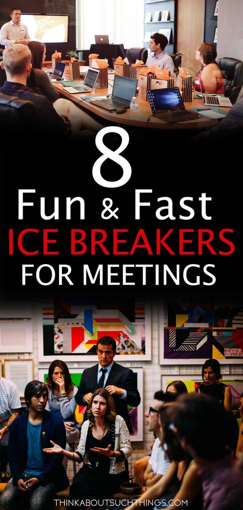 These super quick ice breakers for meetings are a great way to get your group energized and ready. Great for work, ministry, and classroom settings. Also, these meeting ice breakers need little no materials. Great for adults and teens. #teambuilding #leadership #churchministry #icebreakers #meeting #business Team Meeting Ice Breakers, Quick Ice Breakers, Team Ice Breakers, Adult Ice Breakers, Meeting Ice Breakers, Games To Play On Zoom, Ice Breakers For Work, Group Ice Breakers, Ice Breaker Games For Adults