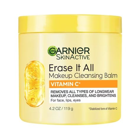 Garnier SkinActive Erase It All Makeup Cleansing Balm Vitamin C For All Skin Types, 4.2 oz - Walmart.com Make Up Remover Balm, Makeup Cleansing Balm, Best Cleansing Balm, Makeup Remover Balm, Garnier Micellar Water, Garnier Skinactive, Garnier Skin Active, Skin Care Cleanser, Facial Cleansers