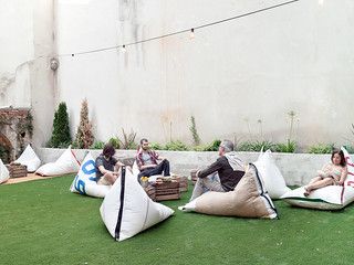 GENOIS bean bag by DVELAS | Upclycled sail design bean bag | Flickr Bean Bag Outdoor Gardens, Safari Moodboard, Barn Pool, Bean Bag Design, Cafe Industrial, Modern Bean Bags, Terrace Patio, Upcycle Design, Rustic Cafe