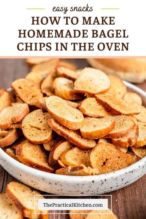 Crispy Bagel Bites, Bread Crisps Recipe, Diy Bagel Chips, Bagel Crisps Recipe, How To Make Bagel Chips, Homemade Crunchy Snacks, Homemade Bagel Chips, Rye Chips, Homemade Bagel Bites