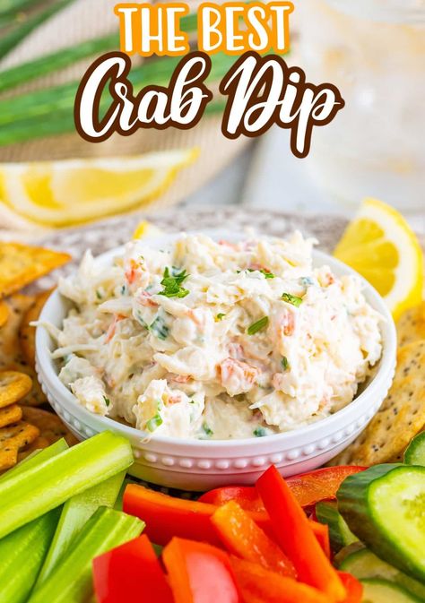 A bowl of Cold Crab Dip with veggies for dipping. Homemade Crab Dip, Crab Dip With Cream Cheese, Crabmeat Dip, Crab Dip Recipe Cold, Cold Crab Dip, Shrimp And Crab Dip, Cajun Crab Dip, Maryland Crab Dip, Appetizer Dips Hot