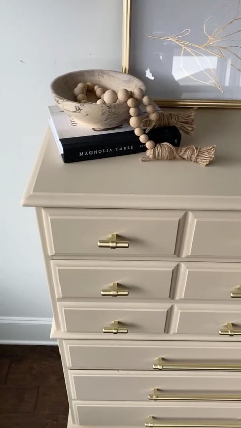 Beige Painted Nightstand, Taupe Dresser Painted Furniture, Beige Painted Dresser, Beige Painted Bedroom Furniture, Neutral Painted Furniture, Beige Dresser Furniture, Tan Painted Dresser, Beige Painted Furniture, Repainted Dresser