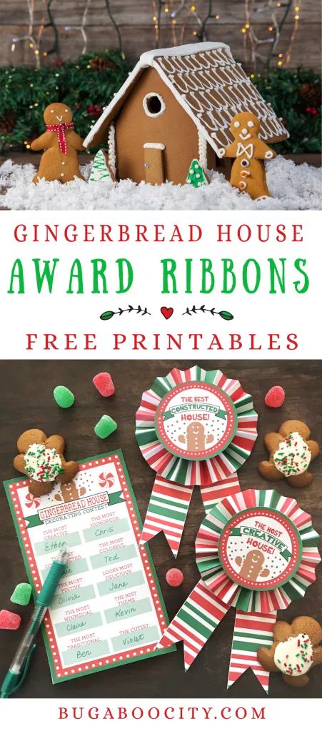 Throwing a Gingerbread House Decorating Party? Or a Cookie Swap Party? Download these free printable voting sheets and create medallion award ribbons! Fun Gingerbread House, Printable Gingerbread House, Gingerbread Decorating Party, Gingerbread House Party, Gingerbread House Decorating Party, Cookie Swap Party, Christmas Candyland, Gingerbread House Decorating, Cool Gingerbread Houses