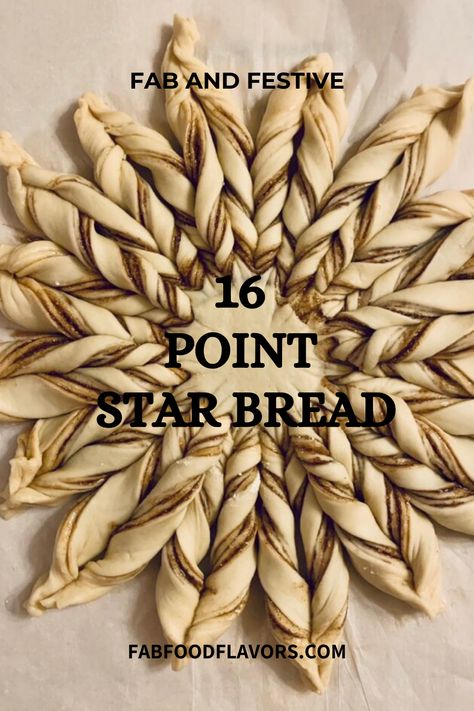 Christmas Bread Designs, Sourdough Star Bread, Puff Pastry Star Bread, Star Shaped Food, Fancy Bread Recipes, Star Bread Christmas, Cinnamon Star Bread With Puff Pastry, Cinnamon Sugar Star Bread, Savory Star Bread