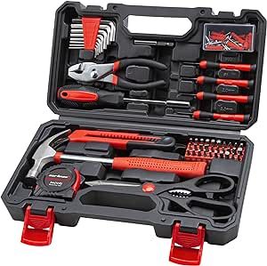 CARTMAN Tool Set General Household Hand Tool Kit with Plastic Toolbox Storage Case Red & Black Plastic Tool Box, Mechanics Tool Set, Electrician Tools, Hand Tool Kit, Hand Tool Sets, Hand Tool Set, Tool Box Storage, Tool Kits, Mechanic Tools