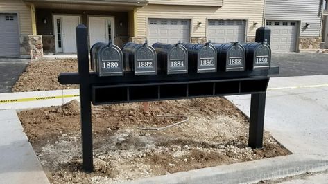 The Mailbox Post Man - Photo Gallery Multiple Mailbox Post Ideas, Multiple Mailbox, Mailbox Post Ideas, Usps Mailbox, Mailbox Stand, Cedar Cabin, Post Man, Mailbox Post, Post Cap