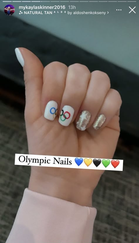 Olympic Nails Art Designs, Olympic Aesthetic, Basketball Nails, Olympic Nails, Holiday Quotes Funny, Gymnastics Stuff, Colored Acrylic, Colored Acrylic Nails, Classic Nails