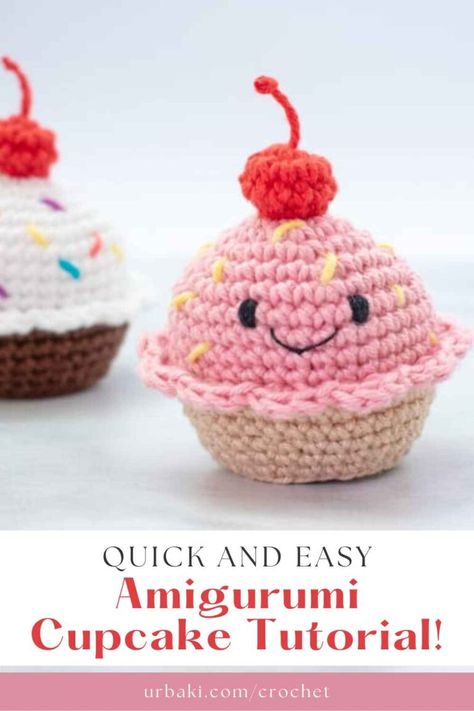 Today, we have an exciting and quick tutorial for you – a charming amigurumi cupcake pattern brought to you. Whether you're a seasoned crocheter or just starting, this no-sew cupcake is perfect for fast and satisfying projects, from keychains to bag charms and even crib mobiles. Little Crochet Farm is known for its adorable and user-friendly crochet patterns, and this cupcake tutorial is no exception. With their step-by-step instructions and engaging video tutorial... Quick And Easy Amigurumi, Crochet Cupcake Pattern, Crochet Cupcakes, Crochet Farm, Crib Mobiles, Cupcake Pattern, Crochet Cupcake, Cupcake Tutorial, Easy Amigurumi