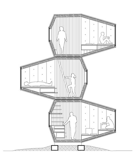 A team led by OFIS Arhitekti has unveiled a prototype of a modular house designed to suit a variety of locations, climates and terrains. Modular Building Design, Modular Design Architecture, Modular House Design, Tiny Architecture, Modular Architecture, Temporary Architecture, Modular Housing, Modular Construction, Concept Models Architecture