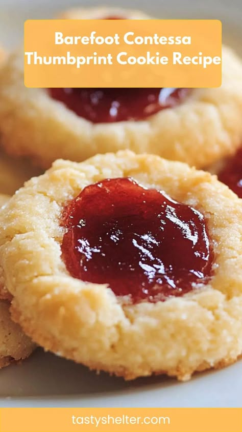 Barefoot Contessa Thumbprint Cookie Recipe – Tasty Shelter Ina Garten Jam Thumbprint Cookies, Ina Garten Thumbprint Cookies, Jam Thumbprint Cookies Ina Garten, Martha Stewart Thumbprint Cookies, Buttery Thumbprint Cookies, Old Fashion Thumbprint Cookies, Guava Shortbread Cookies, Best Drop Cookie Recipes, Simple Ingredient Baking