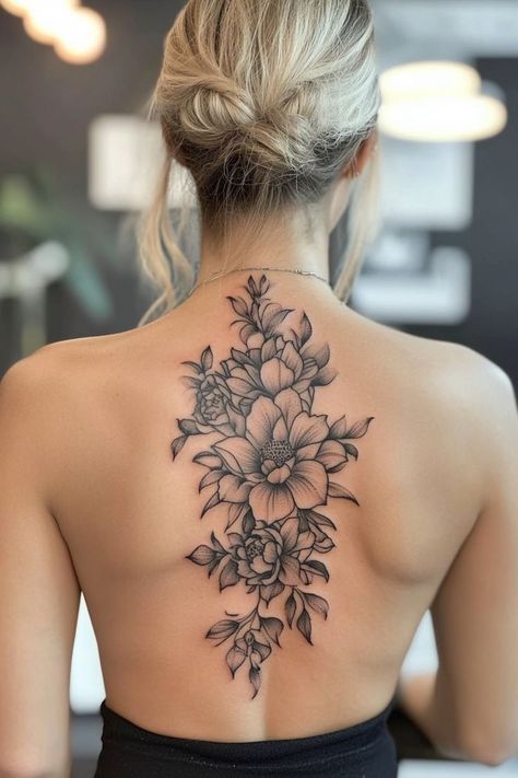 Back Of The Shoulder Tattoos For Women, Women Back Tattoos Classy, Back Floral Tattoo, Back Tattoo Inspiration, Creative Tattoo Ideas For Women, Lower Back Tattoos For Women, Back Tattoo Women Upper, Back Tattoo Ideas For Women, Back Tattoo Placements