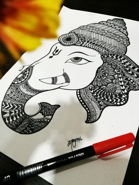 Ganpati Zentangle Art, Ganpati Bappa Drawing Mandala, Ganapathi Mandala Art, Drawing Of Ganpati Bappa, Ganpati Bappa Mandala Art, Ganpati Doodle, Ganpati Sketch Pencil, Ganpati Bappa Drawing Sketch, Ganpati Drawing Sketch