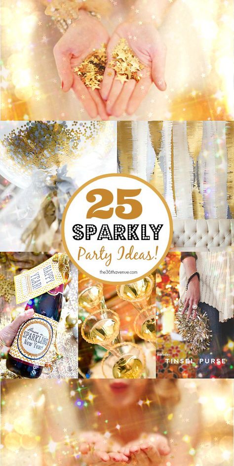 Sparkly-Party-Ideas-the36th Sparkle And Shine Christmas Party, Fest Temaer, Gratis Printables, Sparkly Party, Sparkle Party, Nye Party, Glitter Party, Diy Spring, 25th Birthday