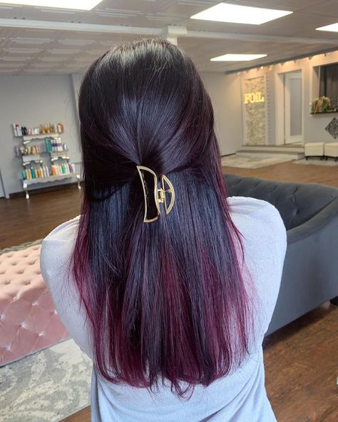 Hair Colour Styles Highlights, Hair Highlight Colour, Hair Colour For Straight Hair Highlights, Hair Tip Color Ideas For Black Hair, Women Hair Color Ideas Highlights, Types Of Hair Colour Style, Subtle Dyed Hair For Black Hair, Hair Colour Highlight Ideas, Hair Colours For Dark Hair