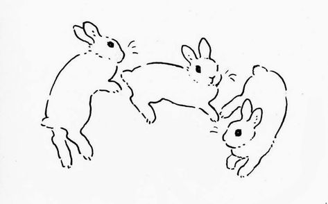 Jumping Bunnies Tattoo, 3 Bunnies Tattoo, Three Rabbits Tattoo, Vintage Bunny Tattoo, Three Bunnies Tattoo, Vintage Rabbit Tattoo, Two Rabbits Tattoo, Jumping Bunny Tattoo, Simple Rabbit Tattoo