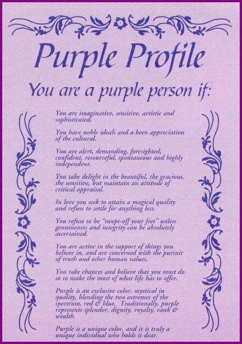 Purple Purple Profile, Purple Person, Purple Meaning, Purple Pages, Purple Quotes, Inspiration Tattoos, Color Personality, Color Meanings, Purple Girls