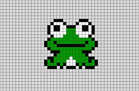 Frog Pixel Art Grid, Frog Pixel Art, Modele Pixel Art, Stitching Projects, Skin Minecraft, Tiny Cross Stitch, Easy Pixel Art, Pixel Art Templates, Pixel Drawing