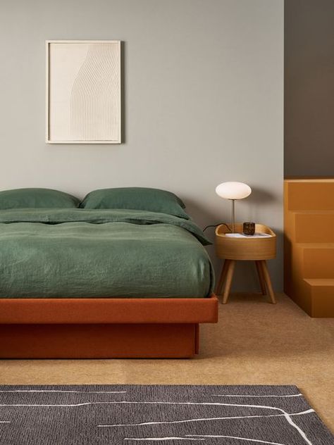 Rounded Bed, Platform Storage Bed, Platform Storage, Round Beds, Beds & Bed Frames, Spare Bedroom, Upholstered Platform Bed, Storage Bed, Grey Walls