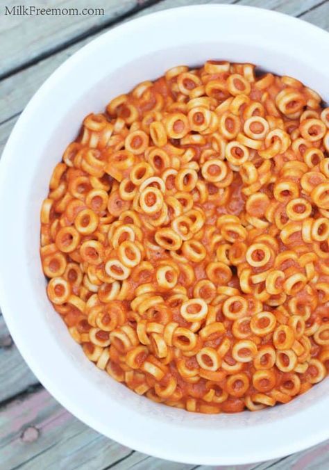 Dairy Free Spaghettio's Vegan Spaghetti Os, Gluten Free Spaghetti Os, Spagetti Os, Spaghetti Os, Homemade Spaghettios, Grocery Aisle, Gf Pasta, Vegan Spaghetti, Milk Allergy