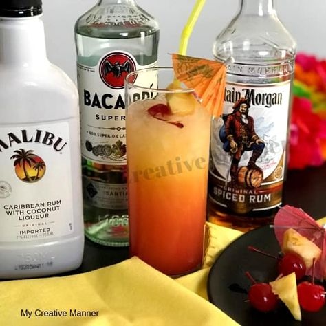 How to make a Bahama Mama cocktail using three types of Rum, pineapple and orange juice. #mycreativemanner #bahamamama Hot Cocoa Crockpot Recipe, Bahama Mama Drink, Bahama Mama Cocktail, Rum Drinks Recipes, Party Drinks Alcohol, Hot Cocoa Recipe, Cocoa Recipes, Mama Recipe, Bahama Mama