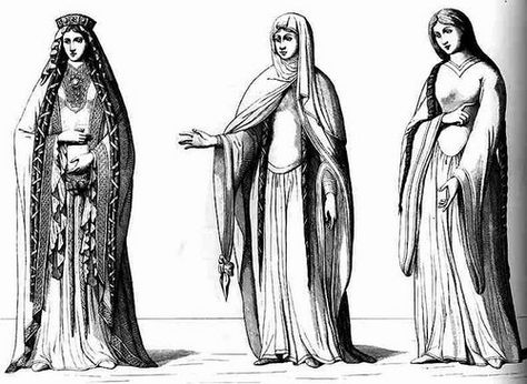 High Middle Ages - 12th century French Kirtle Gowns | Flickr - Photo Sharing! 12th Century Clothing Women, 1200s Fashion, 11th Century Clothing, 12th Century Fashion, 12th Century Clothing, Byzantine Fashion, Emperor Constantine, English Clothes, Irish Clothing