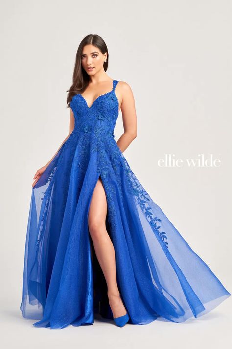 Ellie Wilde Prom Dresses, Gown For Prom, Designer Formal Dresses, Fabric Glitter, Princess Sleeves, Ellie Wilde, Prom Long, Corset Dress Prom, Prom Ball Gown