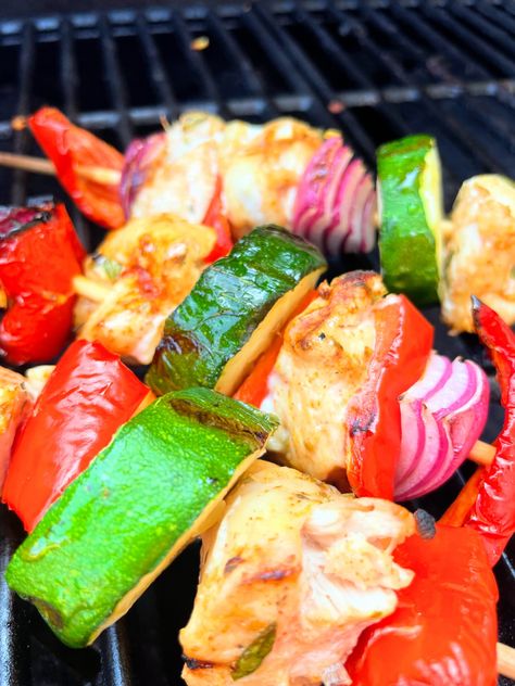 Grilled Chicken Kabob With Vegetables | You'll be making these classic chicken kabobs all summer long. These kabobs are made with everyday ingredients, light and healthy, and made with everyday pantry ingredients. Juicy Grilled Chicken Kabobs, Chicken Kabob Recipe, Shrimp And Veggie Kabobs On The Grill, Chili Lime Chicken Kabobs, Chicken And Sausage Kabobs On The Grill, Chicken And Veggie Skewers Grilled, Grilled Kabobs, Kabob Sticks, Chicken Kabob Recipes