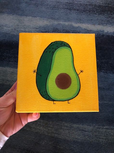 Summer Vibes Painting Ideas, Avocado Painting Cute, Avocado Paintings, Avocado Painting, Room Crafts, Painting Night, Sky Art Painting, Diy Birthday Gifts For Friends, Cute Canvas Paintings