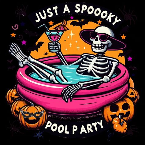 🦴🎃 Get ready for the *ultimate* spooky season pool party! 💀✨ Join the skeleton crew and dive into the frightfully fun vibes 🏊‍♂️💀 because nothing screams Halloween like chilling in style! 👻 Grab your spooky pool party shirt now and be the life (or afterlife) of the party! 😎🖤 #SpookyVibesOnly #SkeletonChill #PoolPartyGoals #HalloweenFashion #HauntedPoolParty #SpookySeason #SkeletonStyle #PumpkinFun #WitchyVibes #HauntedNights #GhoulGang #HalloweenFun #TrickOrTreat #GhostlyGoodTimes #HorrorFa... Halloween Pool Party, Scream Halloween, Witchy Vibes, Halloween Fashion, Party Shirts, Pool Party, Dia De Muertos, Trick Or Treat, Halloween Fun