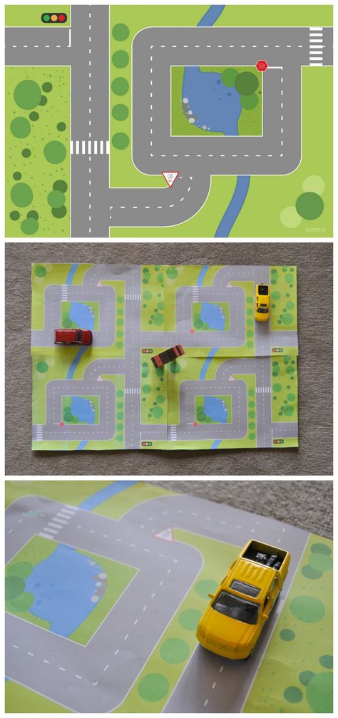 Printable Play Mat - Road                                                                                                                                                                                 More Printable Play Mats Free, Printable Play Mat, Car Play Mats, Transportation Preschool, Busy Boxes, Busy Bags, Operation Christmas Child, Toddler Fun, Play Mat