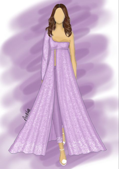 Digital fashion illustration showing versatility of fashion design featuring beautiful #lavenderdress #indianoutfitideas #digitalillustrators #digitalillustrator #fashionillustration #fashionblogger #fashiondesigner #digitalmedia #digitalillustration #illustratewithaastha Stylised Fashion Illustration, Party Wear Illustration, Elements Of Design Color, Elements Of Design Shape, Illustration Dress, Dress Body Type, Digital Fashion Illustration, Human Values, Fashion Illustrations Techniques