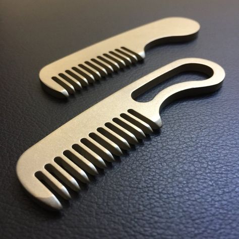 Pocket Comb, Hair Comb Clips, Beard Comb, Titanium Metal, Beard Combs, Metal Comb, Wide Tooth Comb, Field Notes, 12 Gauge