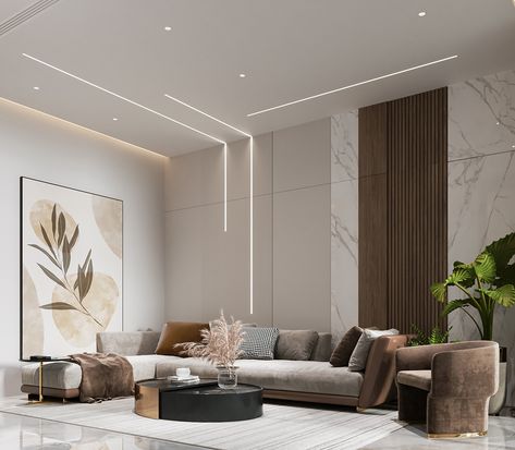 Walnut Living Room, Design Living Room Modern, Tattoo Modern, Modern Classic Living Room, Interior Design Living Room Modern, Villa Interior, Ceiling Design Living Room, Hall Interior Design, Ceiling Design Modern