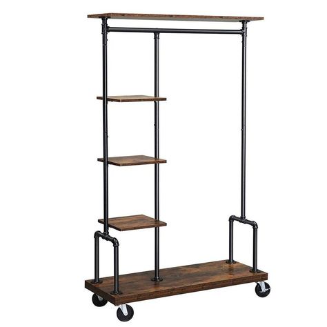 Apparel Display, Industrial Clothing Rack, Wood Storage Shelves, Brewery Design, Closet Rack, Jim Corbett, Clothes Rail, Rack Design, Garment Racks