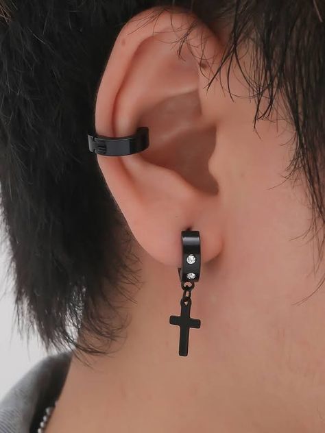 Earring For Men, Minimalist Ear Cuff, Yeezy Fashion, Embellished Fashion, Mens Fashion Jewelry, Cute Piercings, Disventure Camp, Rhinestone Decor, Boys Accessories