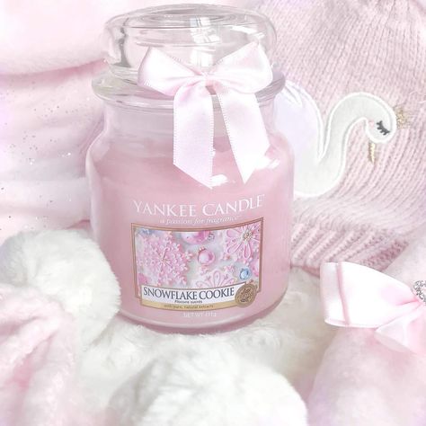 Snowflake Cookie, Jar Candle, Yankee Candle, Pink Christmas, Teddy Bear, Christmas, Pink, White