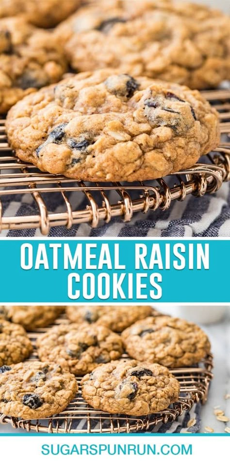 This is my favorite recipe for classic Oatmeal Raisin Cookies! They're richly flavored, perfectly soft and chewy, and SO easy to make--no mixer required! Recipe includes a how-to video. Oatmeal Raisin Cookies Recipe, Raisin Cookies Recipe, Best Oatmeal Raisin Cookies, Chewy Oatmeal Raisin Cookies, Oatmeal Dessert, Sugar Spun Run, Cookie Recipes Oatmeal Raisin, Oatmeal Raisin Cookies Chewy, Cheesecake Oreo