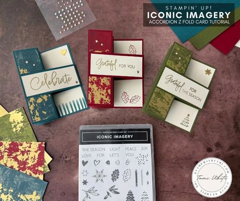 Iconic Imagery Cards – Accordion Z Fold Series #4 - Stampin' Up! Demonstrator: Tami White | Stamping, Crafting, & Card-Making Stampin Up Markers, Stamping Techniques Card Tutorials, Fancy Fold Cards, Card Tutorial, Christmas Cards To Make, Specialty Paper, Stamping Up Cards, Card Making Techniques, Fancy Folds