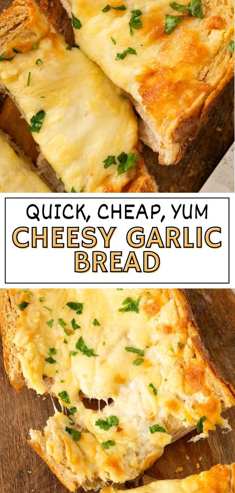 Everyone needs a fantastic go-to cheesy garlic bread recipe for Italian cooking nights. This cheesy garlic bread is buttery, garlicky, and covered in oozing melty cheese, making each bite irresistibly delicious. Plus, it takes less than 17 minutes to make! Cheesy Bread Recipe, Cheesy Garlic Bread Recipe, Mixture Recipe, Scratch Cooking, Homemade Garlic Bread, Garlic Bread Recipe, Cheesy Garlic Bread, Budget Recipes, Cheese Making