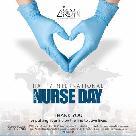 Let us take a moment to salute and thank our brave nurses across the world, for their dedication and perseverance in these trying times! Zion family appreciates their efforts and wishes them a very Happy International Nurses Day!! #Zionexhibitions #Nursesday #Internationalnursesday #Frontlineworkers #Nurse #realfighter #coronawarriors #mask #heroes #nurseslife #thankyounurses #Healthcare #StaySafe #stayhome #indiafightscovid #stayhealthy Nursing Day Poster, Happy International Nurses Day, Thank You Poster, International Nurses Day, Happy Nurses Day, National Nurses Day, Nurse Day, Types Of Surgery, Doctors Day