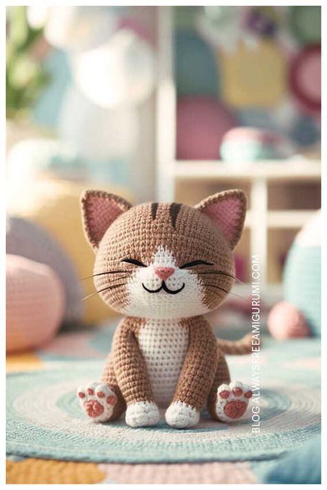 Tim the Crochet Cat Amigurumi Free Pattern Free Cat Amigurumi Crochet Pattern, Cool Cat Patterns, Crocheted Cats Stuffed Animal, Crocheted Cat Pattern Free, Crochet Patterns For Cats Free, Free Crochet Kitten Patterns, Free Kitten Crochet Pattern, Always Free Amigurumi Patterns, Crochet Tuxedo Cat Pattern Free