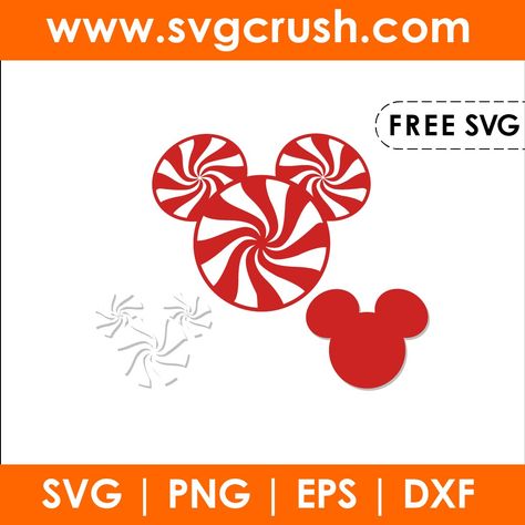 Candy Png, Freebie Svg, Xmas Candy, Disney Silhouette, Disney Christmas Shirts, Peppermint Christmas, Mickey Mouse Head, Disney Ornaments, Mickey Christmas