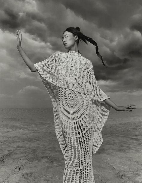 Liu Wen covers Vogue China November 2021 by Leslie Zhang Storm Fashion, Camping Photoshoot, Leslie Zhang, Beach Editorial, Storm Chaser, Liu Wen, Fashion Model Poses, Beach Artwork, Desert Fashion