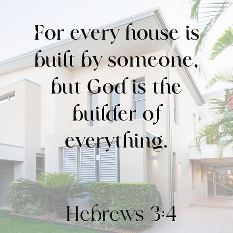 New series | Bible verses related to Real Estate! Turns out, God has a lot to say about property and the home. It’s just as important to him as us that we have land to call our own and a safe place to live. I will be sharing these verses until I run out!! God builds all of our land, homes and real estate as He is the ultimate builder and creator 🏡 #bible #hebrews #home #realestate #thelordlovesus Bible Verses For New Home Construction, House Foundation, Real Estate Quotes, Gods Plan, New Home Construction, Scripture Verses, Jesus Christ, Bible Quotes, Verses