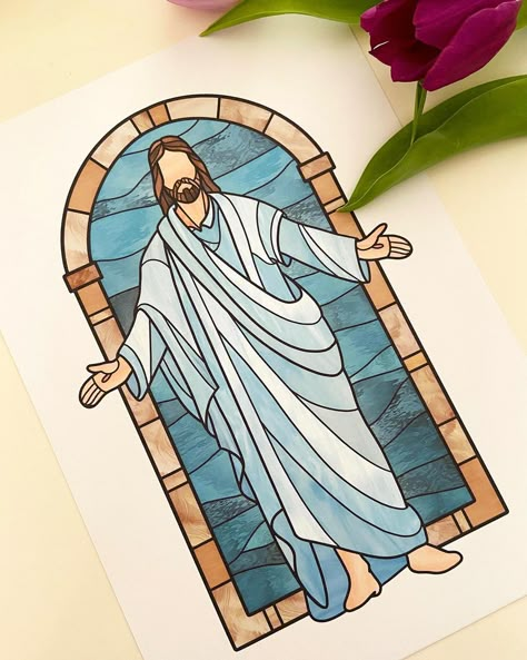 Lds Backgrounds, Lds Paintings, Glory To His Name, Jesus Art Drawing, Colorwork Chart, My Redeemer Lives, Virgin Mary Art, Jesus Drawings, Jesus Christ Painting