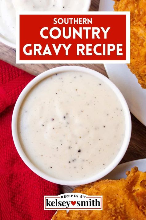 Black Pepper Gravy Recipe, Gravy With Bacon Grease, Country Gravy Recipe, Homemade Sausage Gravy, Homemade Gravy Recipe, Bacon Gravy, Easy Gravy Recipe, Pepper Gravy, Homemade Buttermilk Biscuits