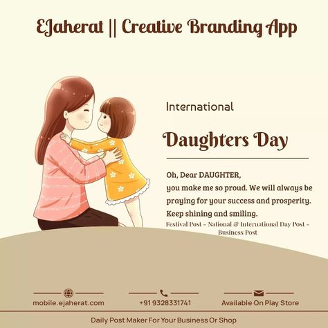 International Daughters Day, Daughter Day, Daughters Day, Dear Daughter, Disney Aesthetic, International Day, Poster Maker, Creative Ads, Creative Branding