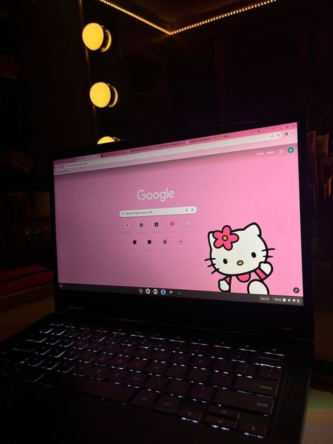 School Chromebook Aesthetic, School Chromebook Wallpaper, Hello Kitty Mood, School Chromebook, Pretty School Supplies, School Bag Essentials, Pink Lifestyle, Hello Kitty Accessories, Iphone Obsession